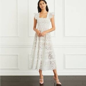 Hill House Cream Lace Midi Dress